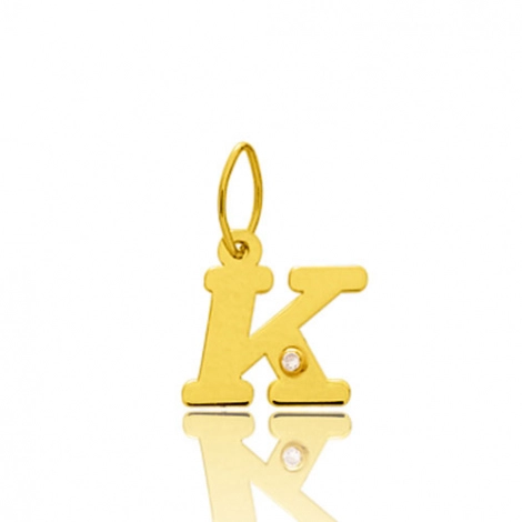 Pendentif or Jaune et diamant 0,01ct Initiale K