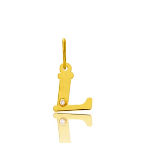 Pendentif or Jaune et diamant 0,01ct Initiale L
