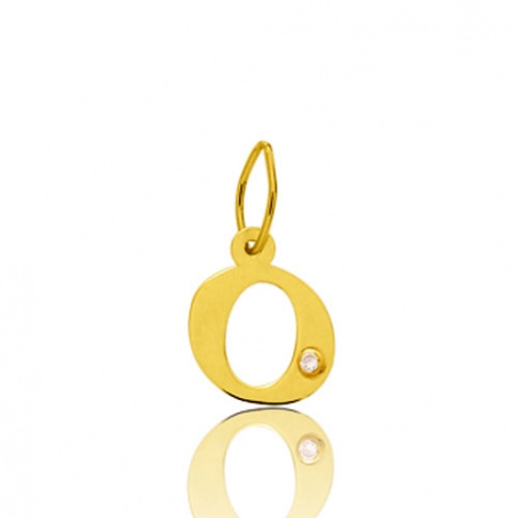Pendentif or Jaune et diamant 0,01ct Initiale O
