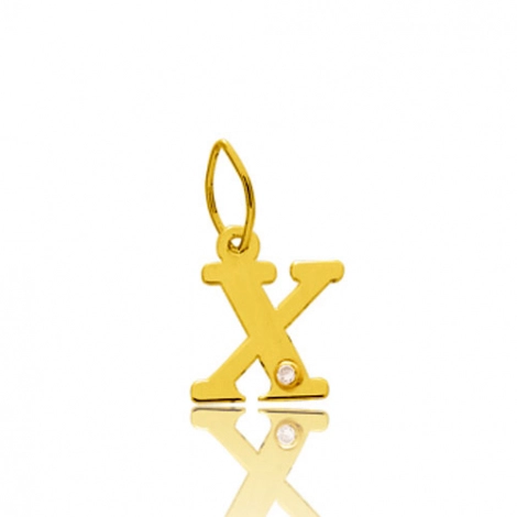 Pendentif or Jaune et diamant 0,01ct Initiale X