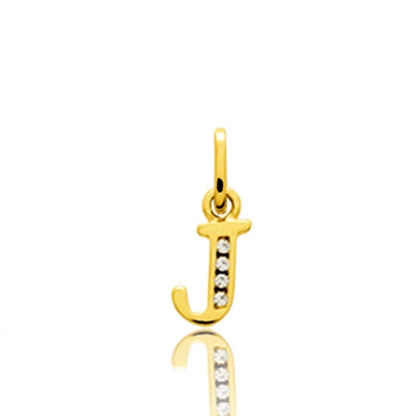 Pendentif or Jaune et Oxyde de Zirconium Initiale J