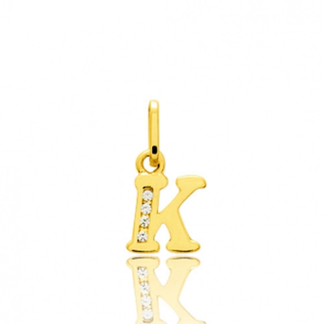 Pendentif or Jaune et Oxyde de Zirconium Initiale K