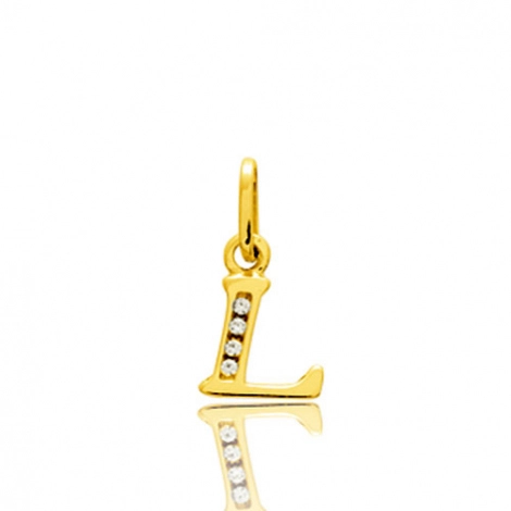Pendentif or Jaune et Oxyde de Zirconium Initiale L