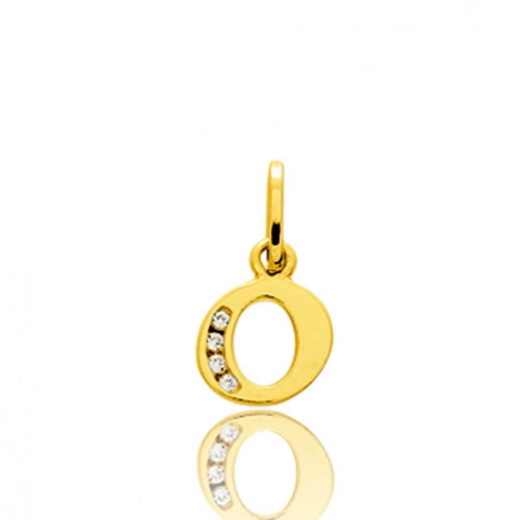 Pendentif or Jaune et Oxyde de Zirconium Initiale O