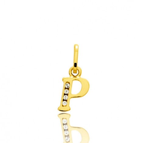 Pendentif or Jaune et Oxyde de Zirconium Initiale P