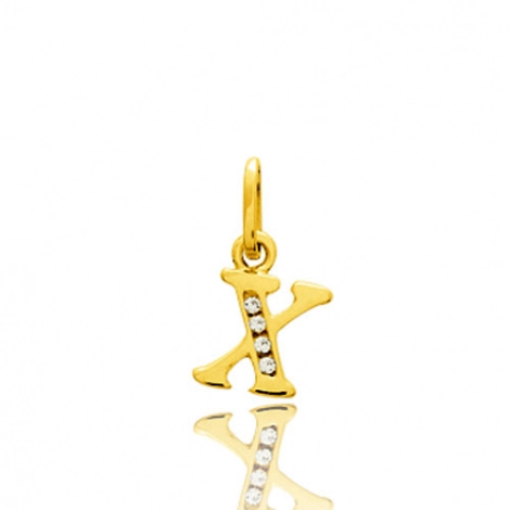 Pendentif or Jaune et Oxyde de Zirconium Initiale X