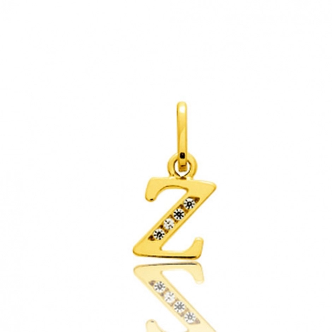 Pendentif or Jaune et Oxyde de Zirconium Initiale Z