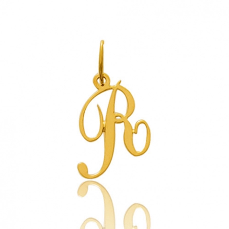 Pendentif or Jaune Initiale R