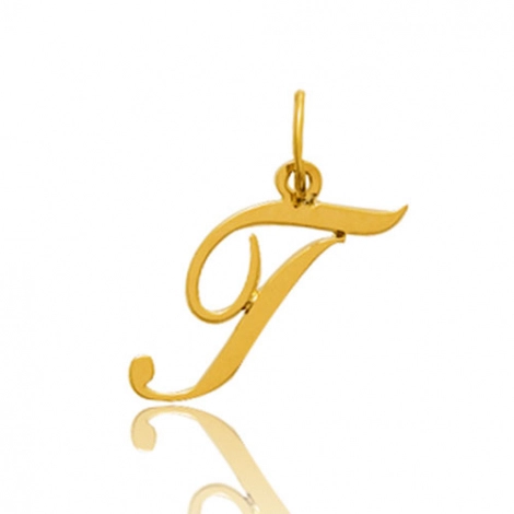 Pendentif or Jaune Initiale T