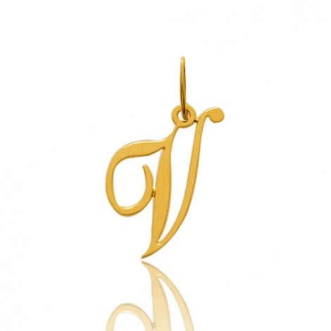 Pendentif or Jaune Initiale V