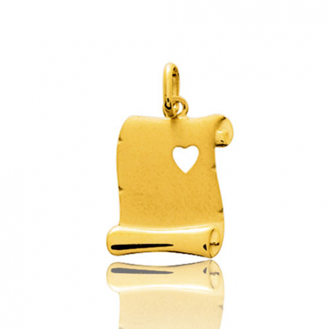 Pendentif or jaune parchemin avec cur 
