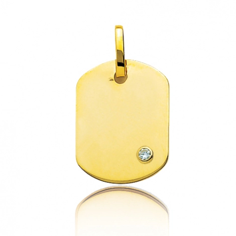 Pendentif or jaune rectangulaire et diamant