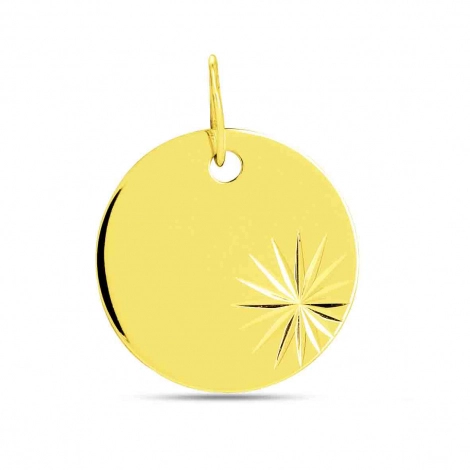 Pendentif or jaune rond lapid