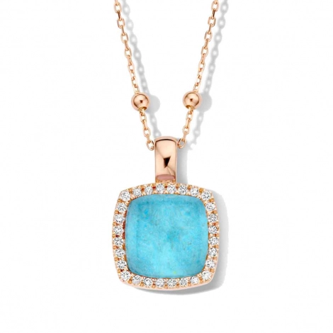 Pendentif Pantelleria cristal de roche+amazonite et diamants One More