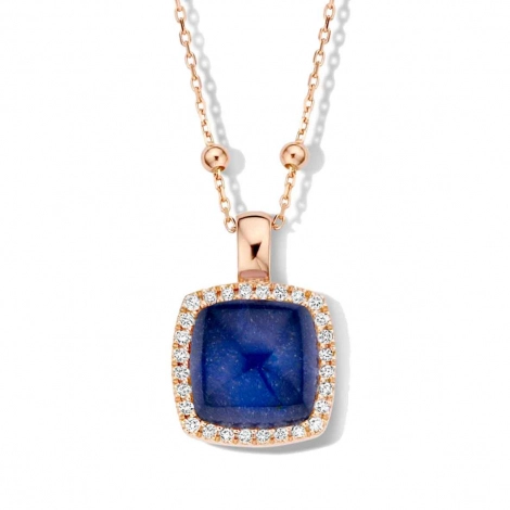 Pendentif Pantelleria cristal de roche sur sodalite et diamants One More