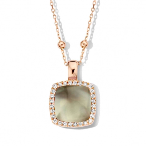 Pendentif Pantelleria prasiolite sur nacre  et diamants One More