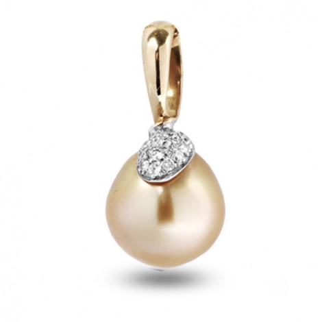 Pendentif perle des mers du Sud serti de diamants