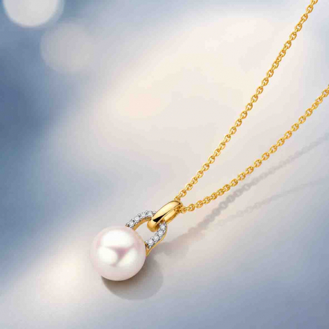 Pendentif Perle blanche et Diamants