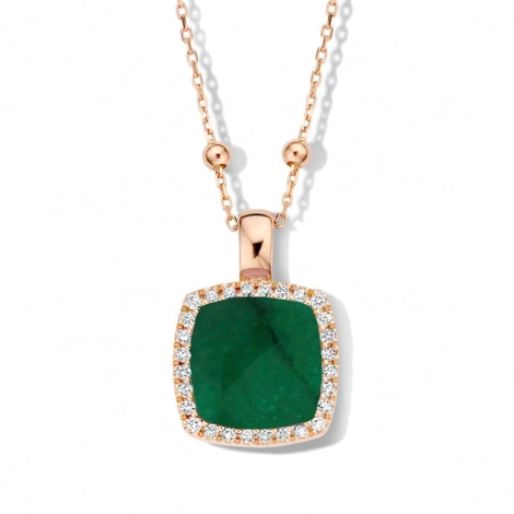 Pendentif quartz et mraude sur nacre et diamants One More