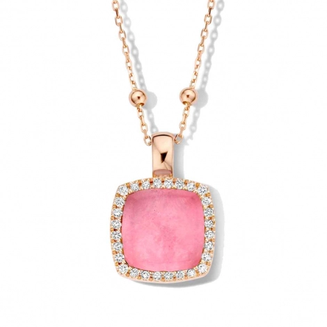 Pendentif quartz et rhodochrosite sur nacre et diamants One More