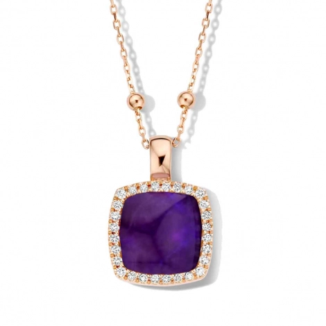 Pendentif quartz et sugilite sur nacre et diamants One More