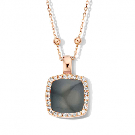 Pendentif quartz sur obsidienne arc en ciel et diamants One More
