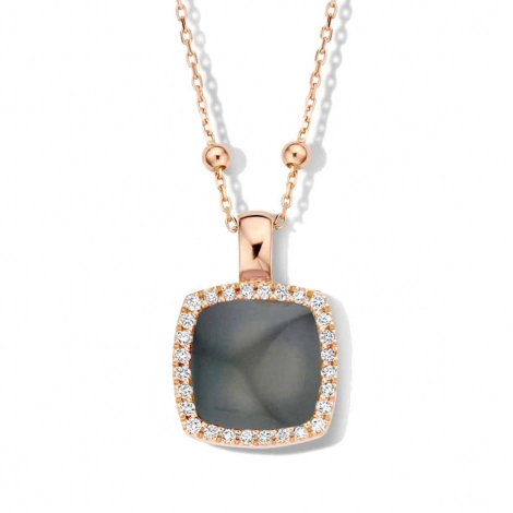 Pendentif quartz sur obsidienne arc en ciel et diamants One More
