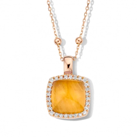 Pendentif quartz sur oeil de tigre et diamants One More