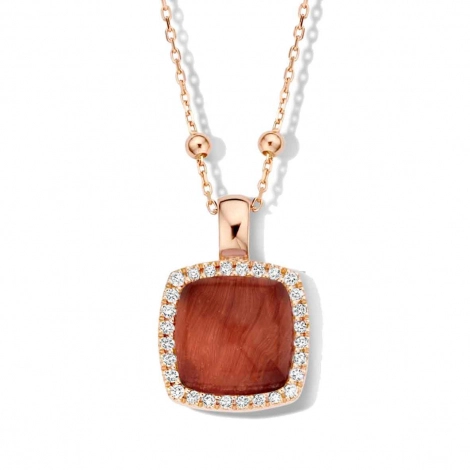 Pendentif quartz sur oeil de tigre rouge et diamants One More