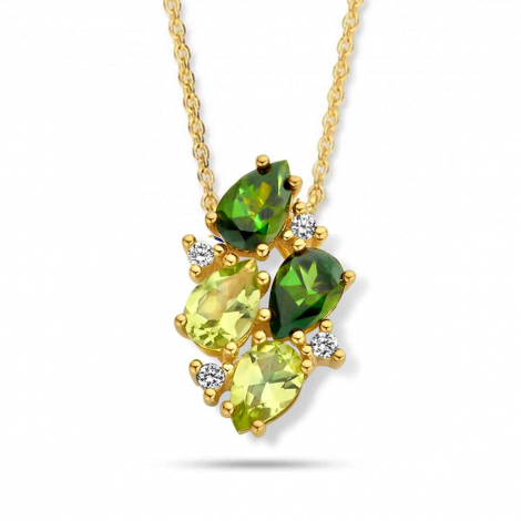 Pendentif Tourmaline Verte - Peridot et Diamants