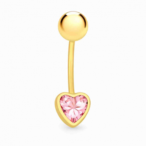 Piercing nombril coeur - Oxyde de Zirconium rose -