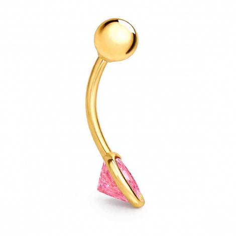 Piercing nombril coeur - Oxyde de Zirconium rose -