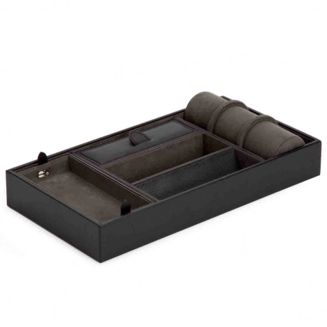 Plateau Rangement Wolf 1834 - Blake Valet Tray With Cuff - Noir/Gris
