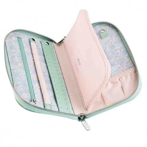 Portefeuille de Bijoux Wolf 1834 - Wolf X Liberty Travel Jewellery Portfolio - Vert Pastel