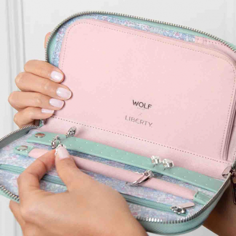 Portefeuille de Bijoux Wolf 1834 - Wolf X Liberty Travel Jewellery Portfolio - Vert Pastel