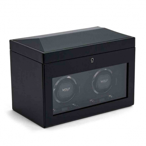 Remontoir Montre Wolf 1834 - British Racing Double Watch Winder with Storage - Noir