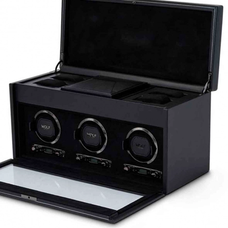Remontoir Montre Wolf 1834 - British Racing Triple Watch Winder With Storage