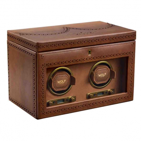Remontoir Montre Wolf 1834 - Brogue Double Watch Winder - Marron Brun