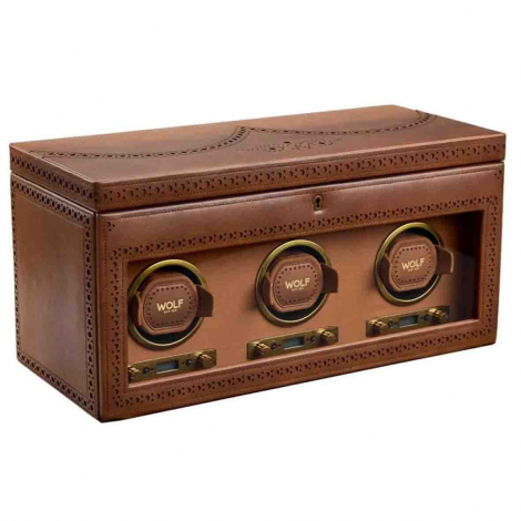 Remontoir Montre Wolf 1834 - Brogue Triple Watch Winder - Marron Brun