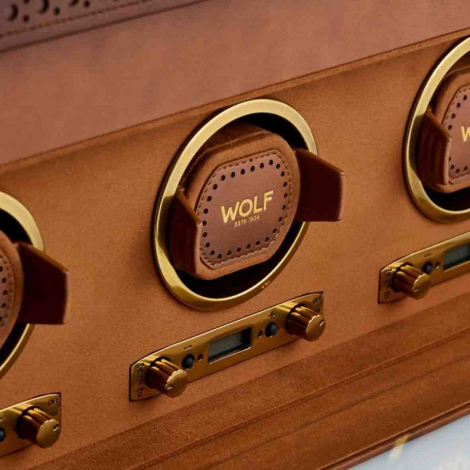 Remontoir Montre Wolf 1834 - Brogue Triple Watch Winder - Marron Brun