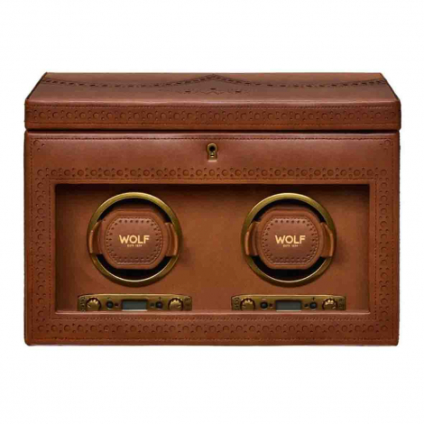 Remontoir Montre Wolf 1834 - Brogue Triple Watch Winder - Marron Brun