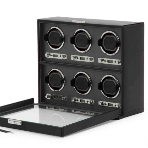 Remontoir Montre Wolf 1834 - Classic Viceroy 6 Piece Watch Winder - Black