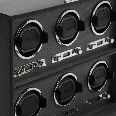 Remontoir Montre Wolf 1834 - Classic Viceroy 6 Piece Watch Winder - Black