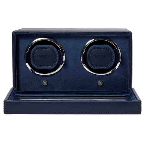 Remontoir Montre Wolf 1834 - Cub Double Watch Winder with Cover- Bleu Navy