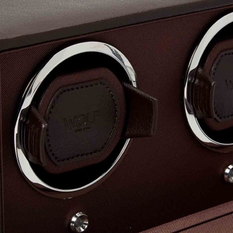 Remontoir Montre Wolf 1834 - Cub Double Watch Winder with Cover - Marron