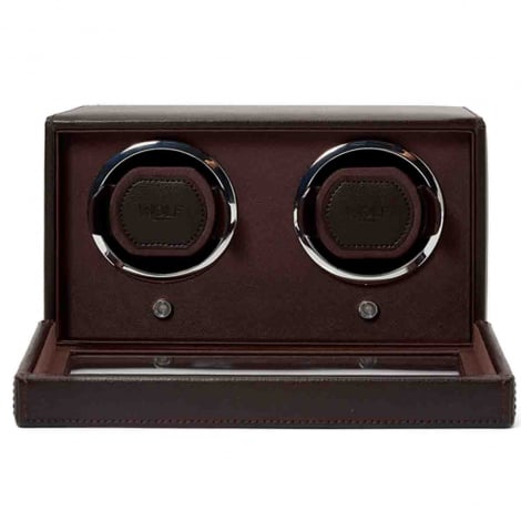 Remontoir Montre Wolf 1834 - Cub Double Watch Winder with Cover - Marron