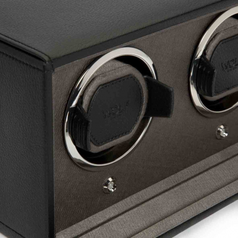 Remontoir Montre Wolf 1834 - Cub Double Watch Winder with Cover - Noir