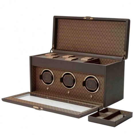 Remontoir Montre Wolf 1834  - Earth Triple Watch Winder - Coffee