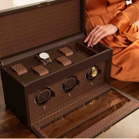 Remontoir Montre Wolf 1834  - Earth Triple Watch Winder - Coffee