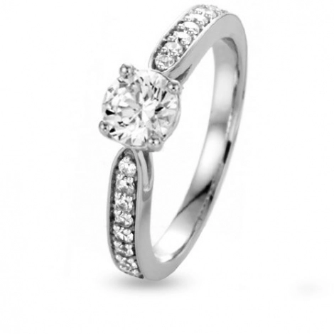 Solitaire bague or blanc 